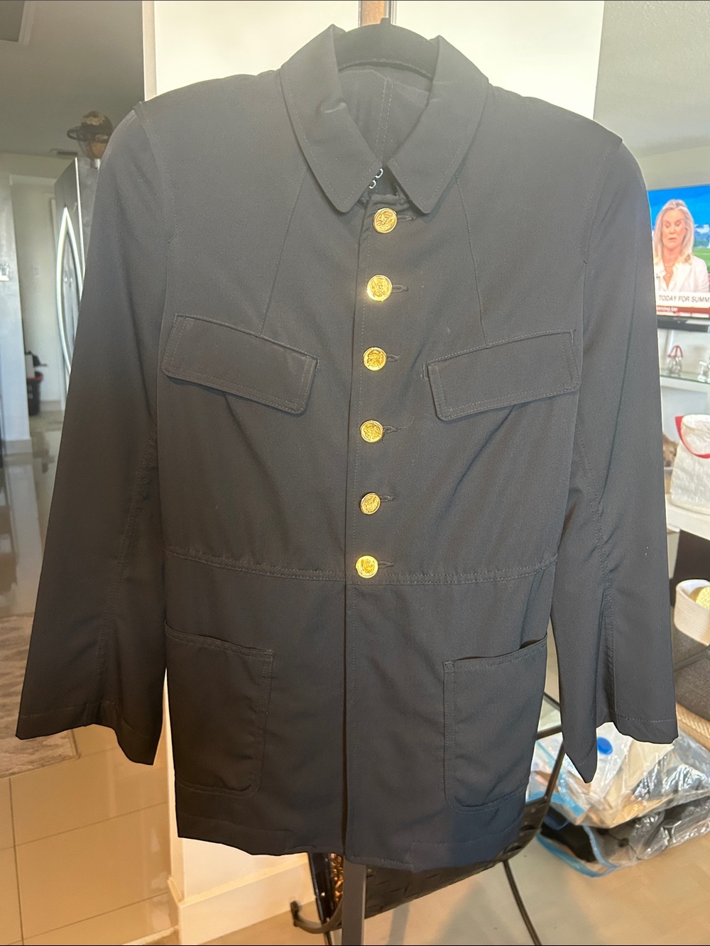 Classic women’s Black Military-Style Jacket with Gold Buttons